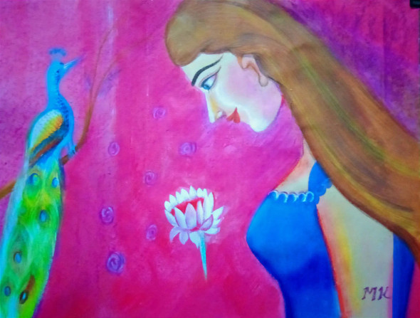 Dream (ART-8875-102487) - Handpainted Art Painting - 28in X 22in