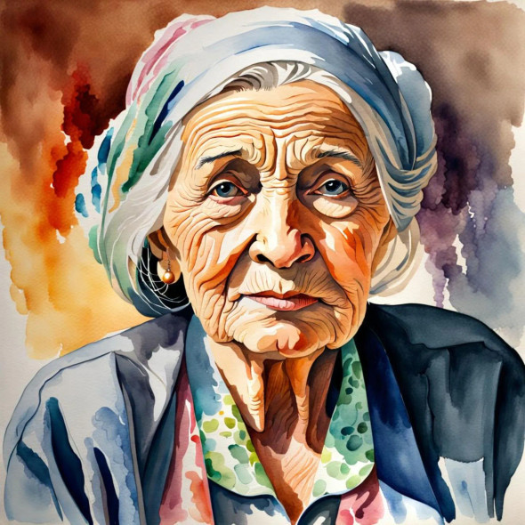 Colorful Portrait Of A Veteran (PRT-15676-106171) - Canvas Art Print - 12in X 12in