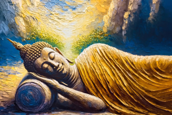 Gautam Buddha In A Serene Meditative Slumber (PRT-15697-106060) - Canvas Art Print - 48in X 32in