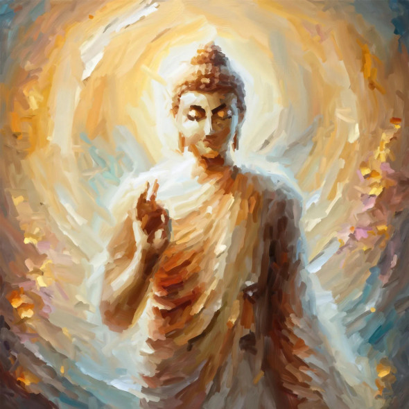 Serene Steps Of Wisdom: Gautam Buddha's Journey On Buddha Jayanti (PRT-15697-106058) - Canvas Art Print - 36in X 36in