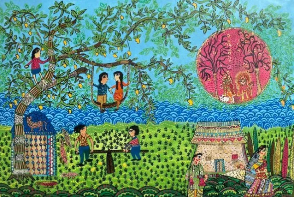 Childhood Memories (ART-8153-106103) - Handpainted Art Painting - 36in X 26in