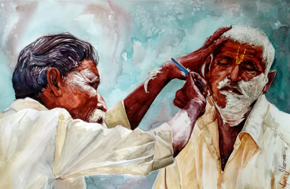 Surrender-1 (ART-16239-106238) - Handpainted Art Painting - 22in X 15in