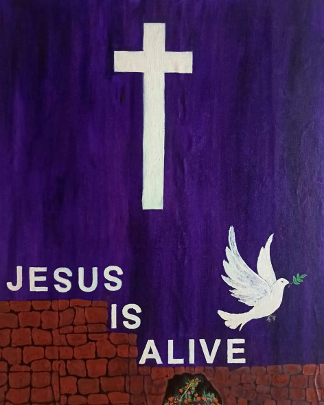 Jesus : The Savior (ART-8031-106269) - Handpainted Art Painting - 36in X 45in