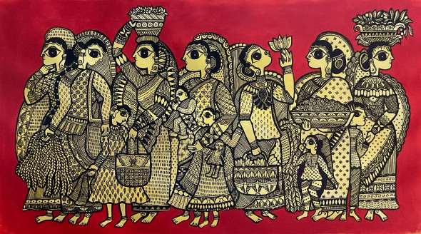 Panchami (ART-8725-106285) - Handpainted Art Painting - 41in X 23in