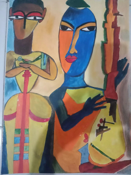 Humen Face (ART-7212-106356) - Handpainted Art Painting - 11in X 13in