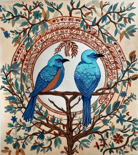 Harmony In Nature (ART-16264-106438) - Handpainted Art Painting - 13in X 13in