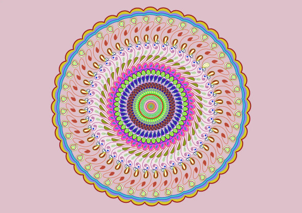 Symphony Of Shapes - Digital Mandala Art (PRT-16330-106555) - Canvas Art Print - 12in X 8in