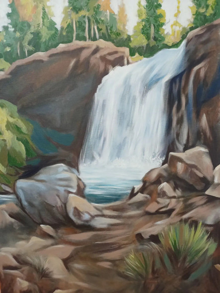 Waterfall (ART-7699-106560) - Handpainted Art Painting - 24in X 36in