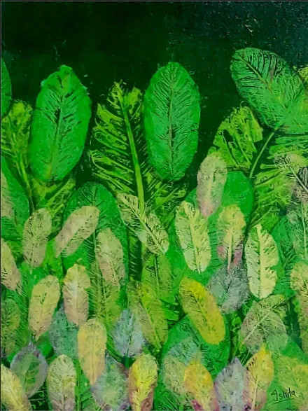 Green Yellow Leaves (PRT-16330-106567) - Canvas Art Print - 43in X 60in