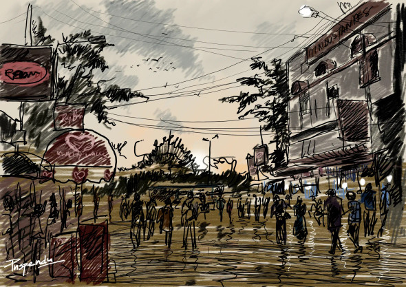 Kolkata Street 2 (PRT-776-106593) - Canvas Art Print - 12in X 8in