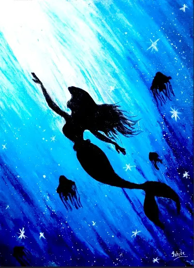 Mermaid On Canvas (PRT-16330-106566) - Canvas Art Print - 13in X 18in
