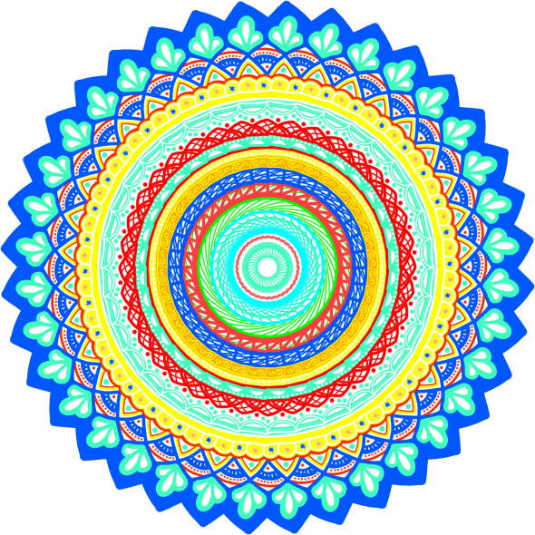 Digital Mandala Art - Orb Of Serenity (PRT-16330-106611) - Canvas Art Print - 36in X 36in