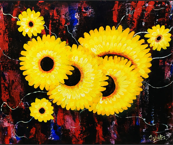 Yellow Flowers (PRT-16330-106612) - Canvas Art Print - 24in X 20in