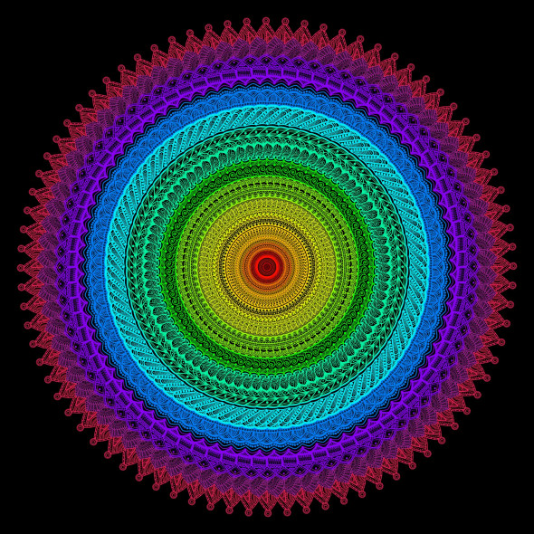 Digital Mandala Art - Colourful Cosmos (PRT-16330-106610) - Canvas Art Print - 36in X 36in
