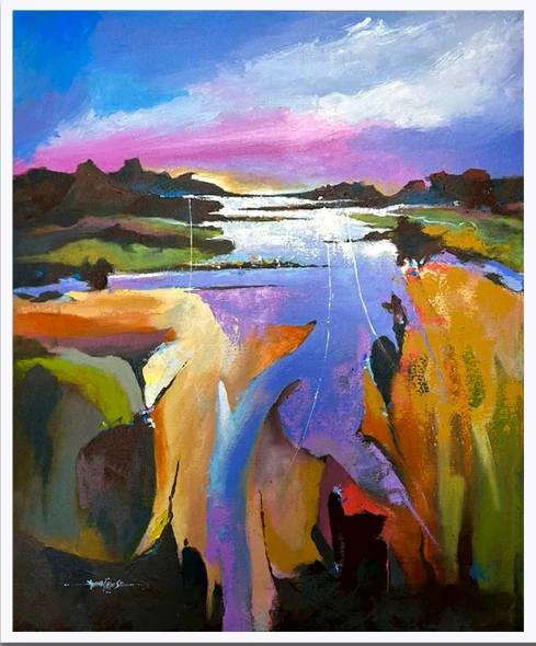 Magical Reflection (ART-8069-106897) - Handpainted Art Painting - 24in X 30in