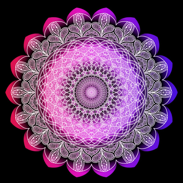Mandala Art - Inner Bloom - Pink And Purple (PRT-16330-106985) - Canvas Art Print - 24in X 24in