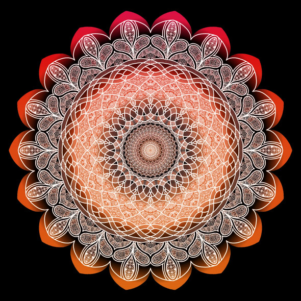 Mandala Art - Inner Bloom - Red And Ochre (PRT-16330-106989) - Canvas Art Print - 30in X 30in