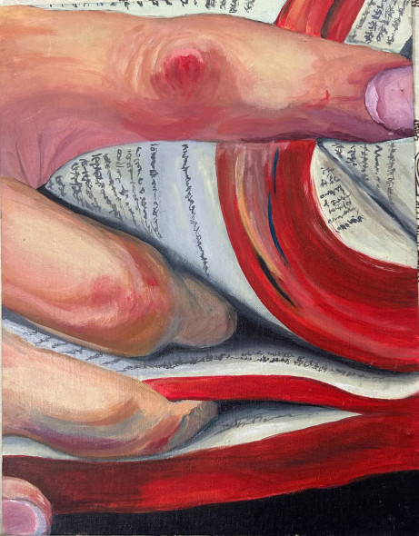 Crimson (ART-16412-106978) - Handpainted Art Painting - 14in X 18in