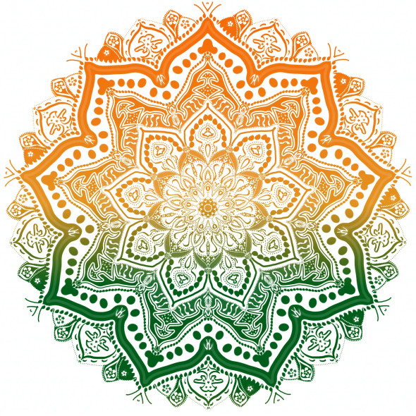 Soul's Sanctuary - Mandala Art – Orange & Green (PRT-16330-107221) - Canvas Art Print - 24in X 24in