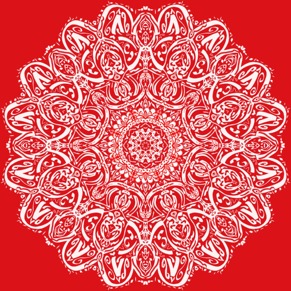 Ivory Bloom - Mandala Art (PRT-16330-107153) - Canvas Art Print - 24in X 24in