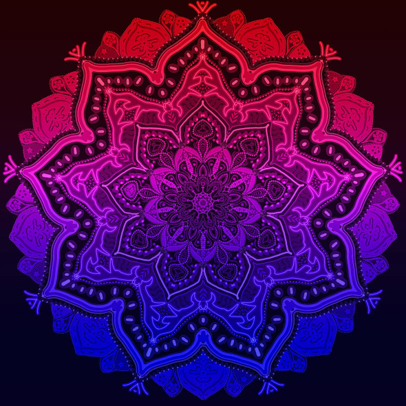 Soul's Sanctuary - Mandala Art – Red & Blue (PRT-16330-107223) - Canvas Art Print - 36in X 36in