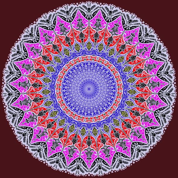 Artful Waves Mandala Art - Design 1 (PRT-16330-107164) - Canvas Art Print - 36in X 36in