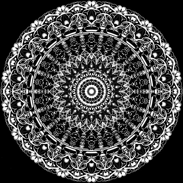 Echoes From Eden - Mandala Art - Black & White (PRT-16330-107217) - Canvas Art Print - 24in X 24in