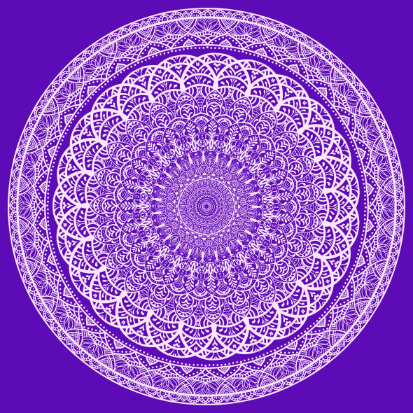 Threads Of Wyrd - Mandala Art - Purple (PRT-16330-107171) - Canvas Art Print - 24in X 24in