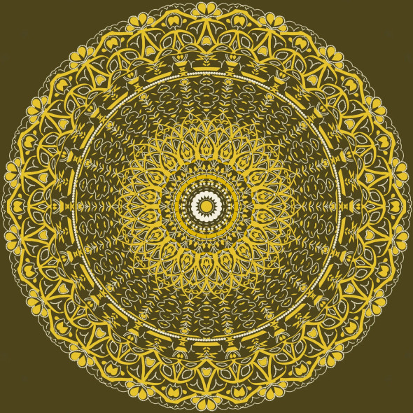 Echoes From Eden - Mandala Art - Ochre (PRT-16330-107215) - Canvas Art Print - 24in X 24in