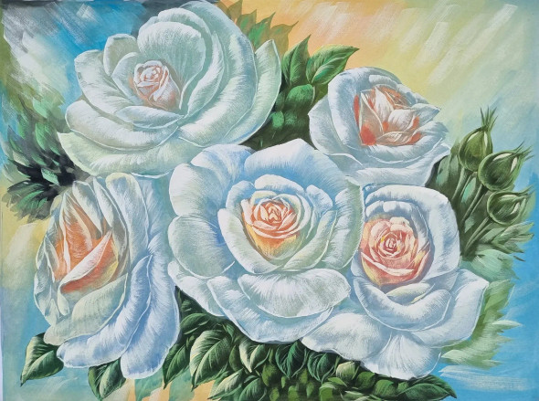 Rose Flowers Painting (ART-3319-107184) - Handpainted Art Painting - 24in X 18in