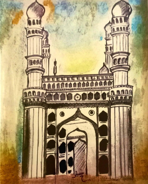 Charminar- Heart Of Hyderabad (PRT-16419-107146) - Canvas Art Print - 48in X 60in