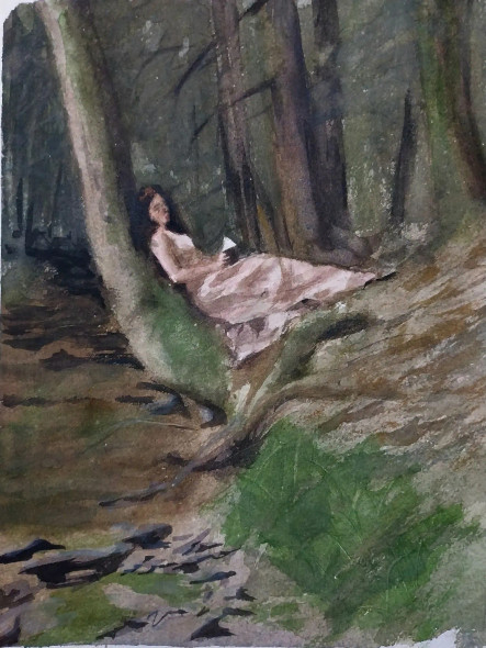 Landscape- L (ART-16317-107324) - Handpainted Art Painting - 8in X 12in