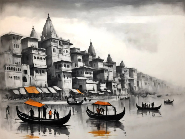 Ghat Paintings (ART-3319-107760) - Handpainted Art Painting - 40in X 30in