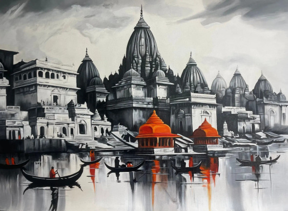 Ghat Paintings (ART-3319-107751) - Handpainted Art Painting - 36in X 24in
