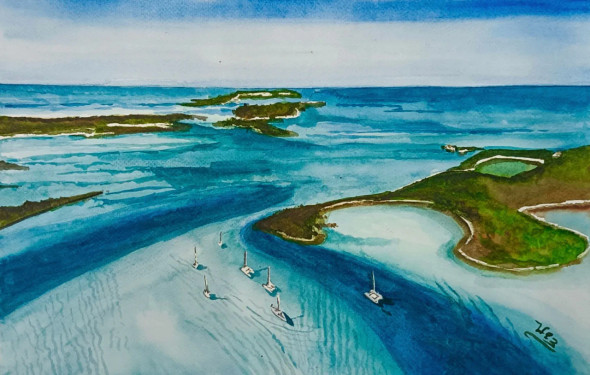 Bahamas (ART-398-107788) - Handpainted Art Painting - 16in X 11in