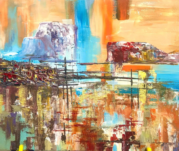 DAZZLE- The Frosty Sunrise (ART-8271-107840) - Handpainted Art Painting - 12in X 10in