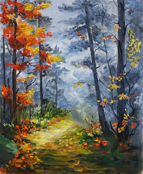 Forest (ART-7420-107813) - Handpainted Art Painting - 10in X 12in
