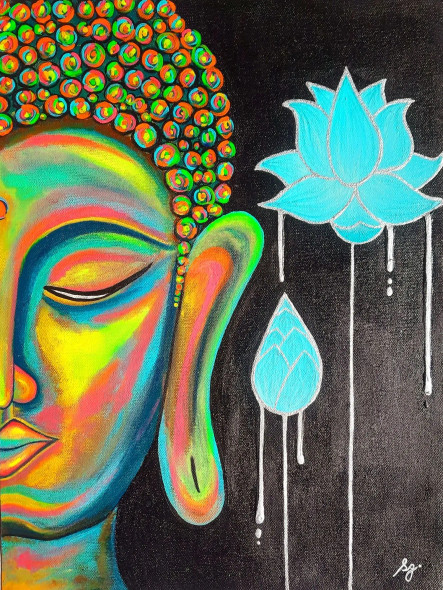 Buddha 'The Colour Of Soul' (ART-8835-107876) - Handpainted Art Painting - 12in X 16in