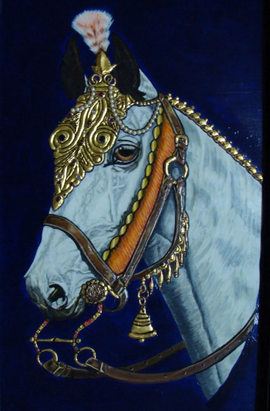 Left Horse (ART-8843-107735) - Handpainted Art Painting - 16in X 25in