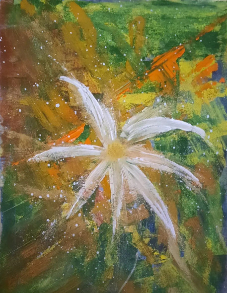 Abstract Flower (ART-16579-107971) - Handpainted Art Painting - 12in X 16in