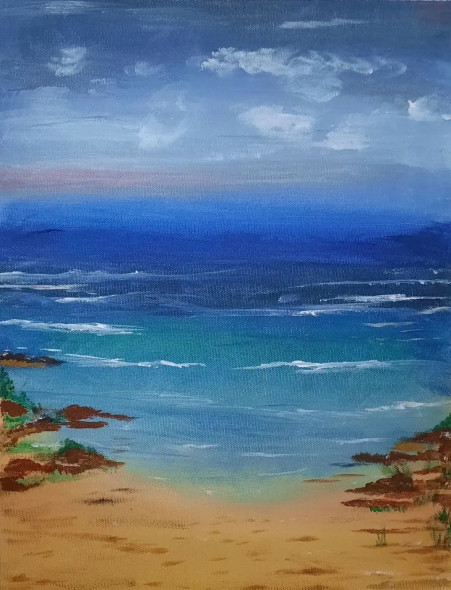 View From Shore (ART-16579-108024) - Handpainted Art Painting - 12in X 16in