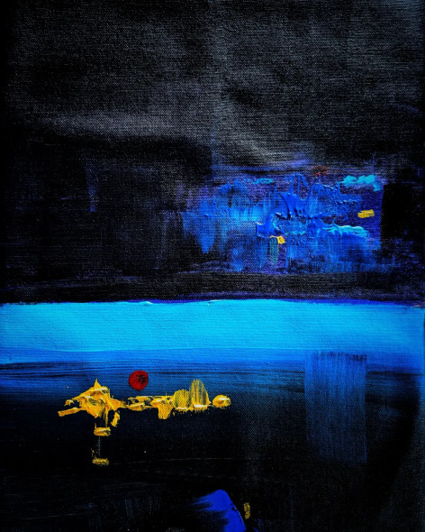 Mid Night Dreams (ART-1079-107994) - Handpainted Art Painting - 14in X 18in