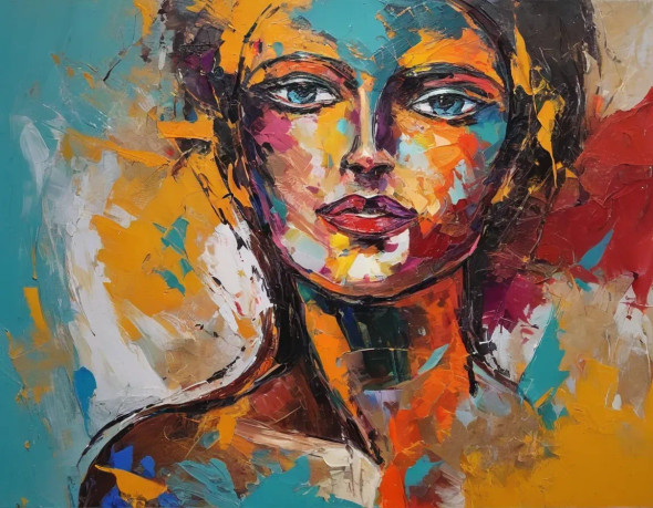 Women Abstract Painting (ART-3319-108082) - Handpainted Art Painting - 36in X 24in