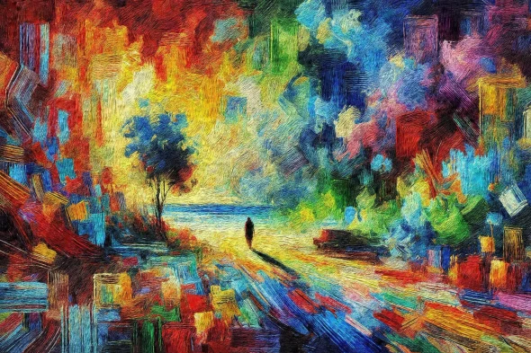 A Dance Of Abstract Vibrance (Symphony Of Colors) (PRT-15697-108158) - Canvas Art Print - 36in X 24in
