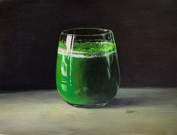 Healthy Drink (ART-16476-108146) - Handpainted Art Painting - 15in X 11in