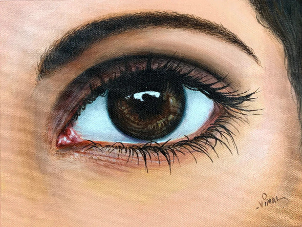 Forgotten Eye (ART-16476-108145) - Handpainted Art Painting - 10in X 8in