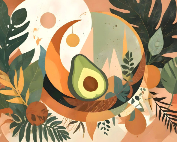 Lunar Avocado (PRT-16566-108393) - Canvas Art Print - 30in X 24in