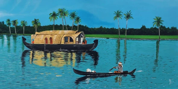 Kerala 04 (PRT-5839-108468) - Canvas Art Print - 36in X 18in