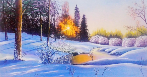Snow Freshness (ART-5868-108513) - Handpainted Art Painting - 50in X 30in