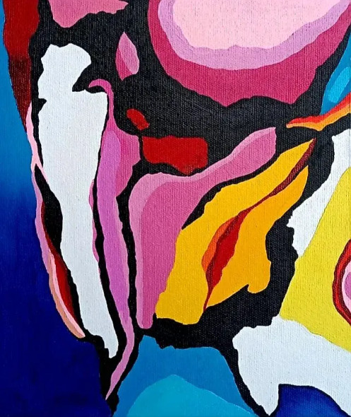 Abstract Art In Multicolour (ART-8034-108545) - Handpainted Art Painting - 8in X 9in